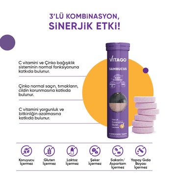 Vitago Sambucus Karamürver Ekstresi Vitamin C Vitamin D Çinko